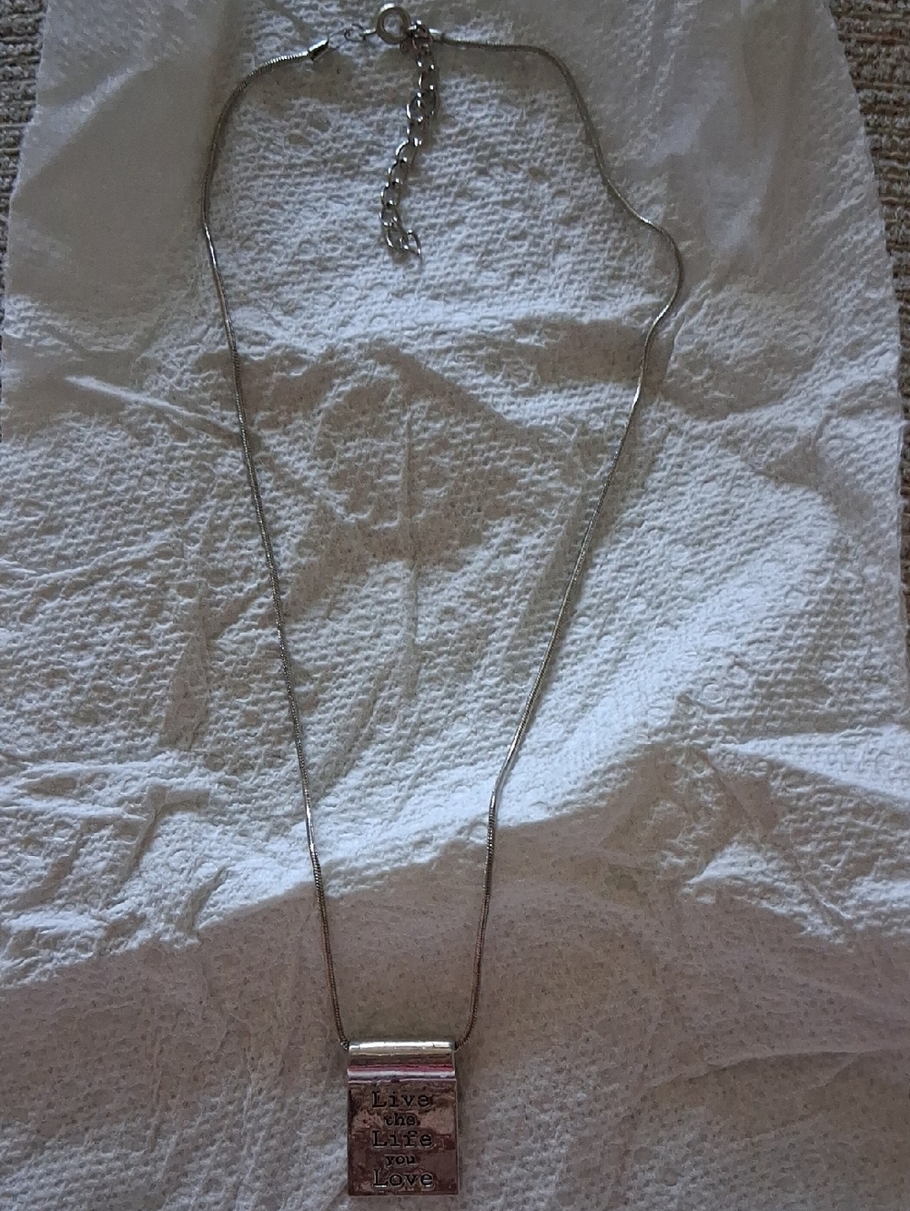 Inspirational Silver-Tone 'Live the Life You Love' Pendant Necklace